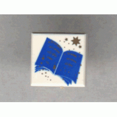 Part 3070px8 White Tile 1 x 1 with Blue Open Book Pattern 